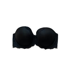 Victoria’s Secret Solid Black Strapless Bra size 34DD